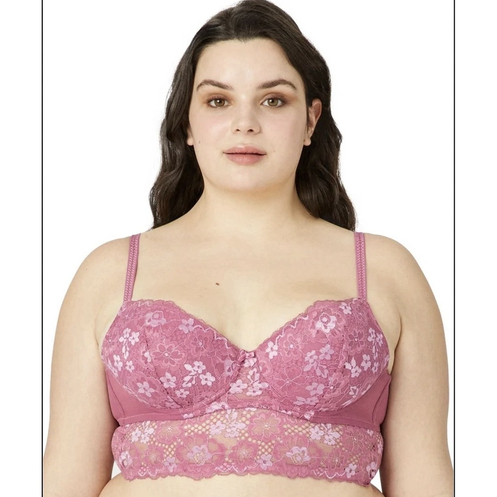 Adored by Adore Me Payal Longline Underwire Floral Lace‎ Demi Cup Bra Sz 38C NEW